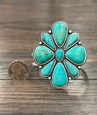 710711, Turquoise, Brass Cuff Bracelet