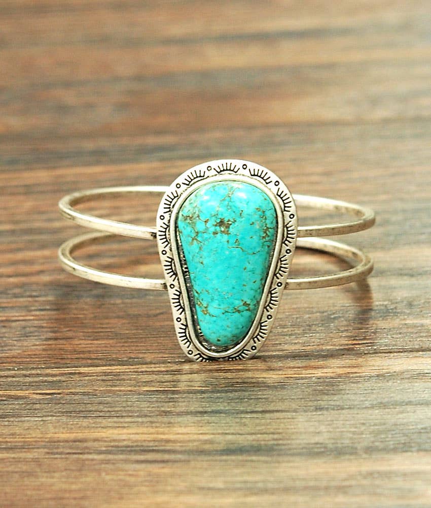 710715, Turquoise, Brass Cuff Bracelet