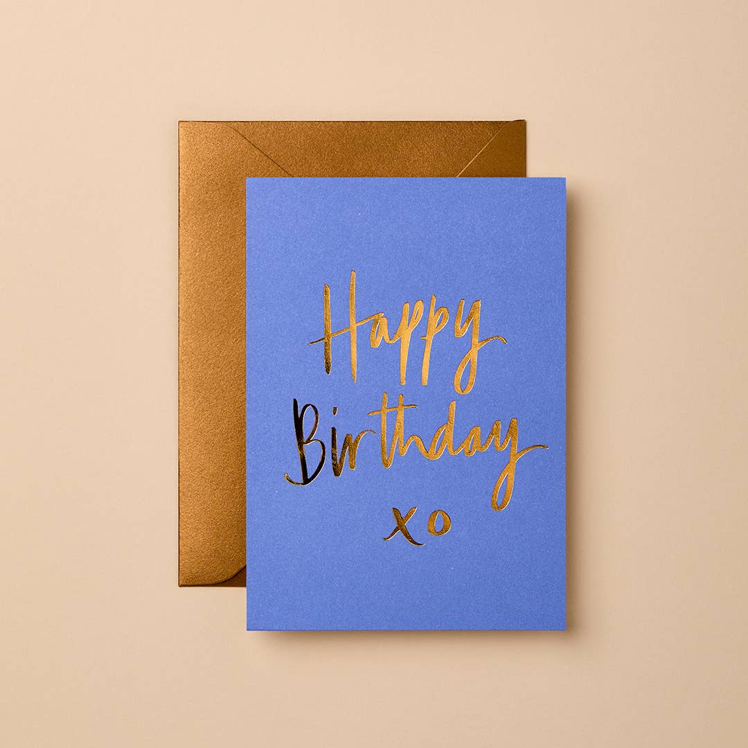 Happy Birthday xo (Wildflower Blue) Greeting Card
