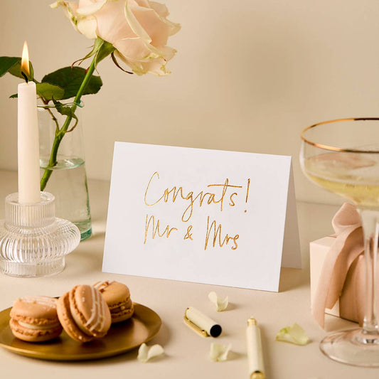 Congrats Mr & Mrs (White) Greeting Card