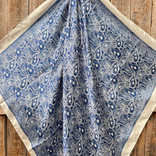 35X35"  Blue & White Paisley Wild Rag/Scarf WR3403