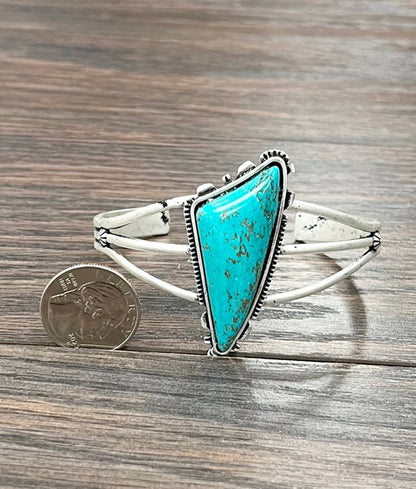 711295, Brass Navajo Turquoise Cuff Bracelet
